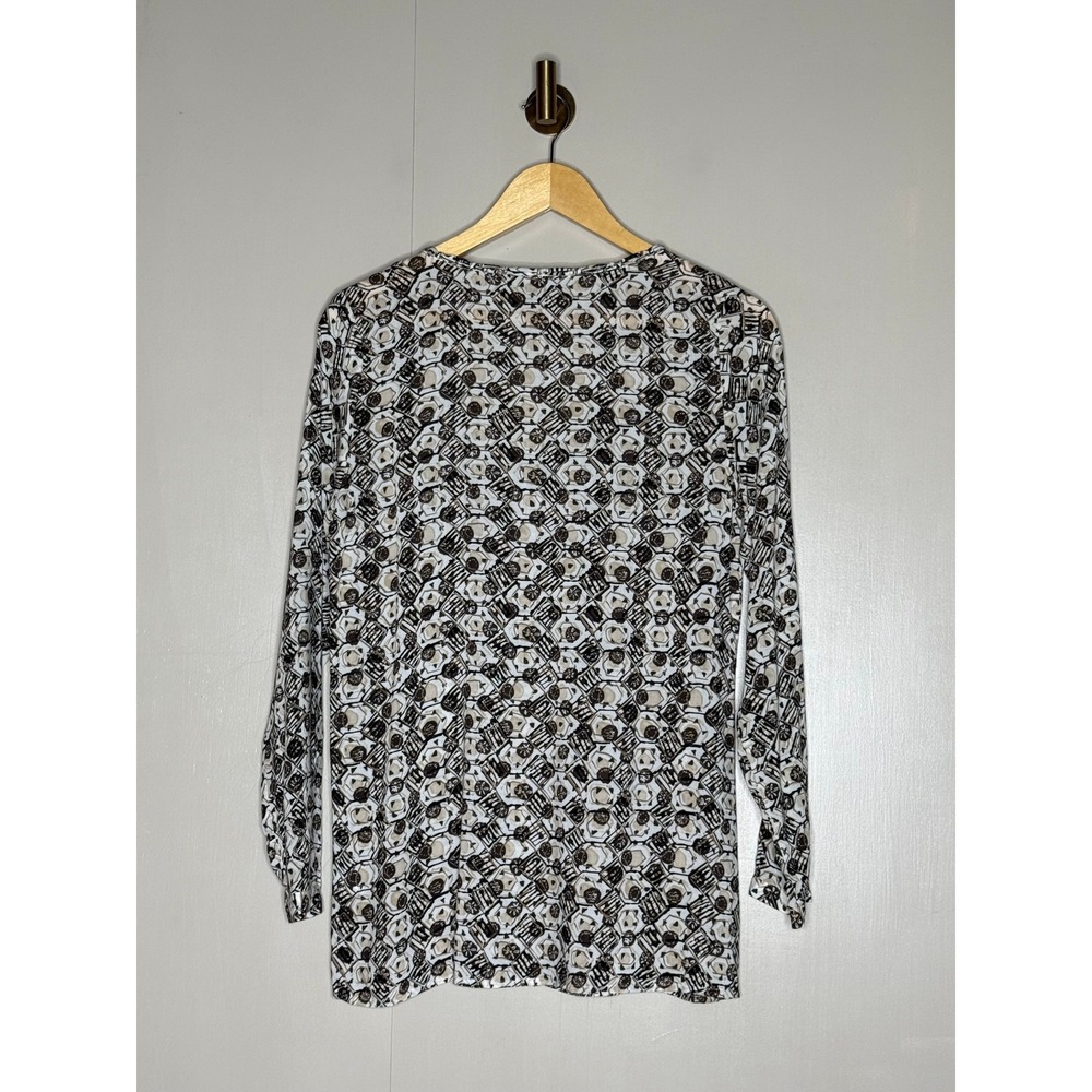 J. Jill Black White Tan Geometric Print V Neck Tunic Top XS - Picture 4 of 8